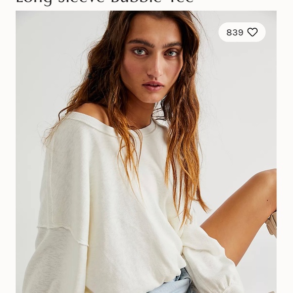 Free People size Medium Bubble Long Sleeve Tee Grey - Picture 5 of 5